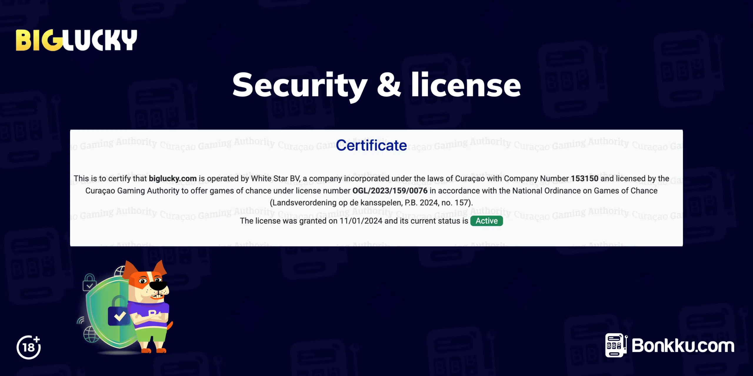 Big Lucky -kasinon turvallisuus- ja maksusivu