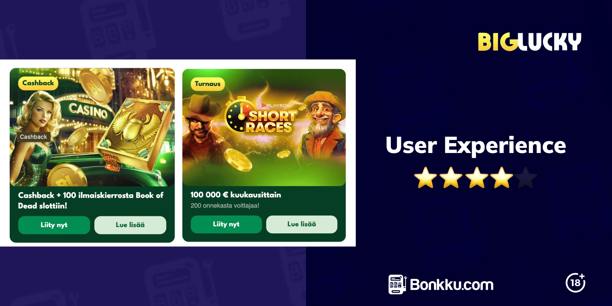 Big Lucky mobiilikokemus Android-laitteessa selaimen kautta