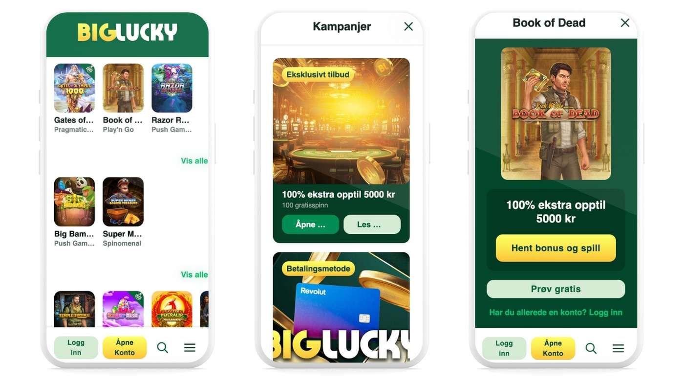 Big Lucky mobiilikokemus iOS-laitteessa selaimen kautta